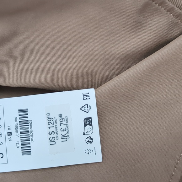 ZARA WOMEN BELTED SHORT TRENCH COAT ZW COLLECTION XS S M L taupe brown NWT - Picture 8 of 12